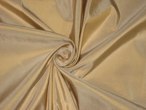 100% Pure SILK TAFFETA FABRIC Antique Gold Ivory Shot colour 54&quot; wide TAF#98[2]