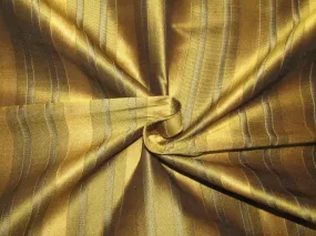 100% Silk Taffeta dusty gold and black colour jacquard stripe 54" wide