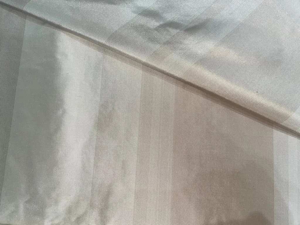 100% SILK TAFFETA FABRIC BEIGE AND CREAM STRIPES Taf#S90