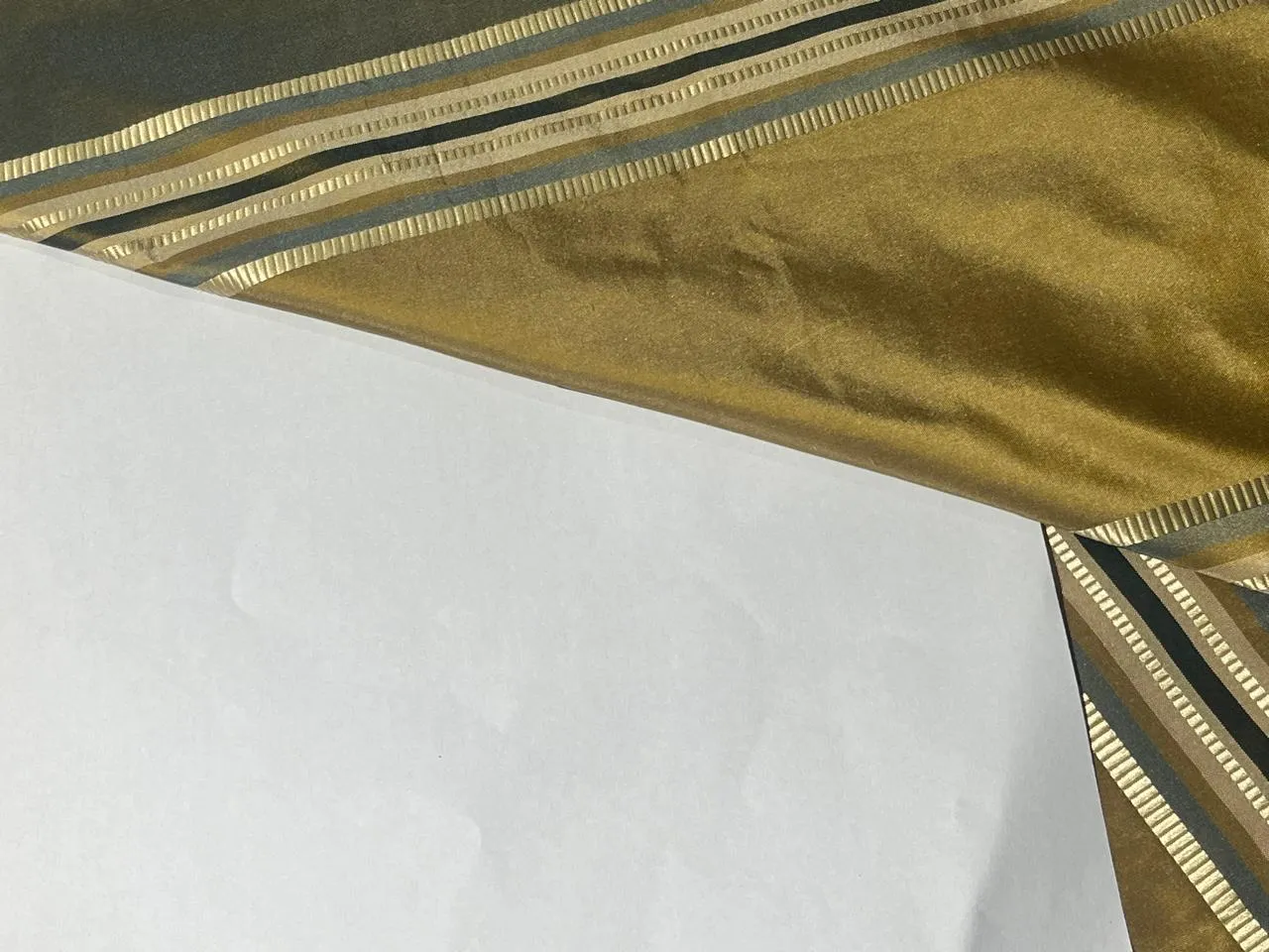 100% SILK TAFFETA FABRIC GOLD AND GOLD X BLUE TAFETTA JACQUARD STRIPES TAFNEWS27