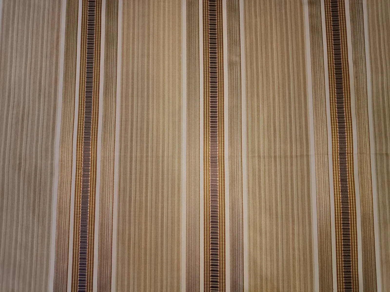 100% SILK TAFFETA FABRIC GOLD X BROWN SATIN STRIPES COLOR 54" wide TAFS84[2]