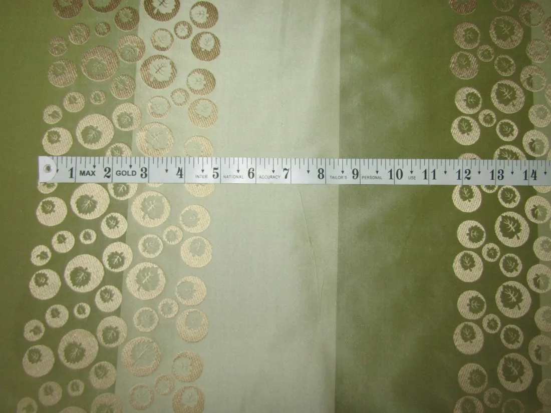 100% SILK TAFFETA FABRIC Light & Dark Green With Jacquard 54" wide TAF#SJ1