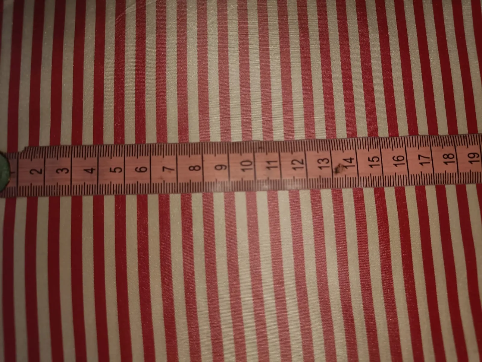 100% SILK TAFFETA Fabric Red & Cream color 4MM STRIPES 54" wide TafS118