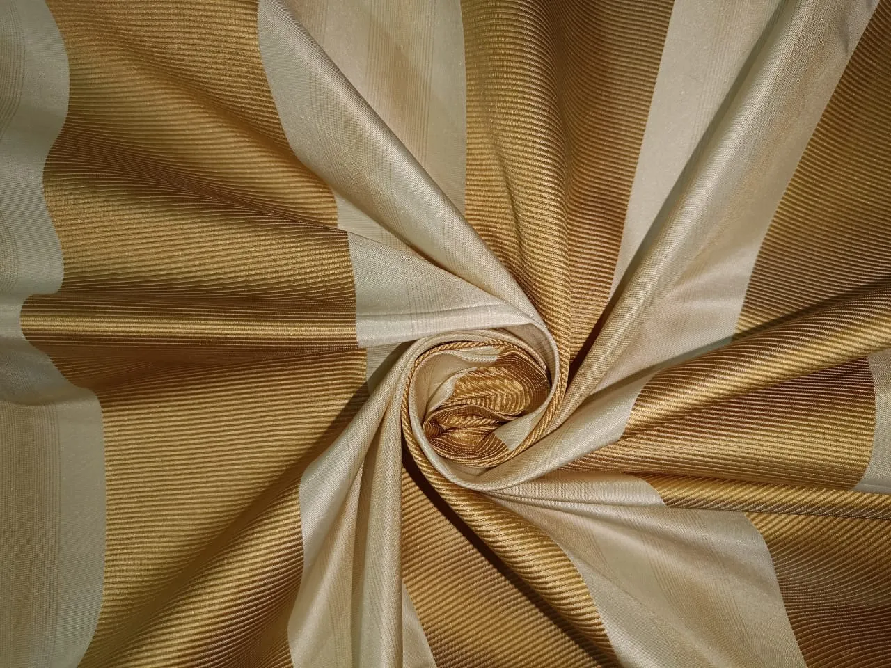 100% silk taffeta satin stripe CREAM AND CARAMEL TAFS72[2]