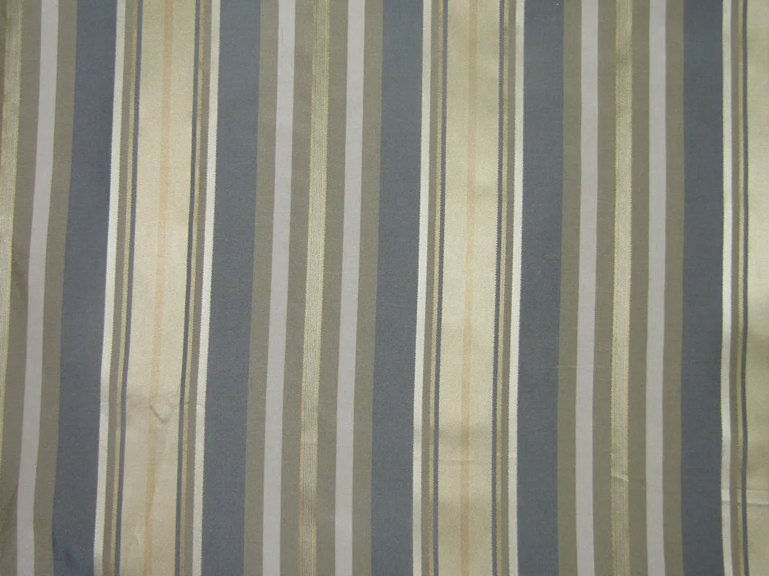 100% SILK TAFFETA stripes beige gold ,blue and cream stripe fabric 54&quot; TAFS164[3]