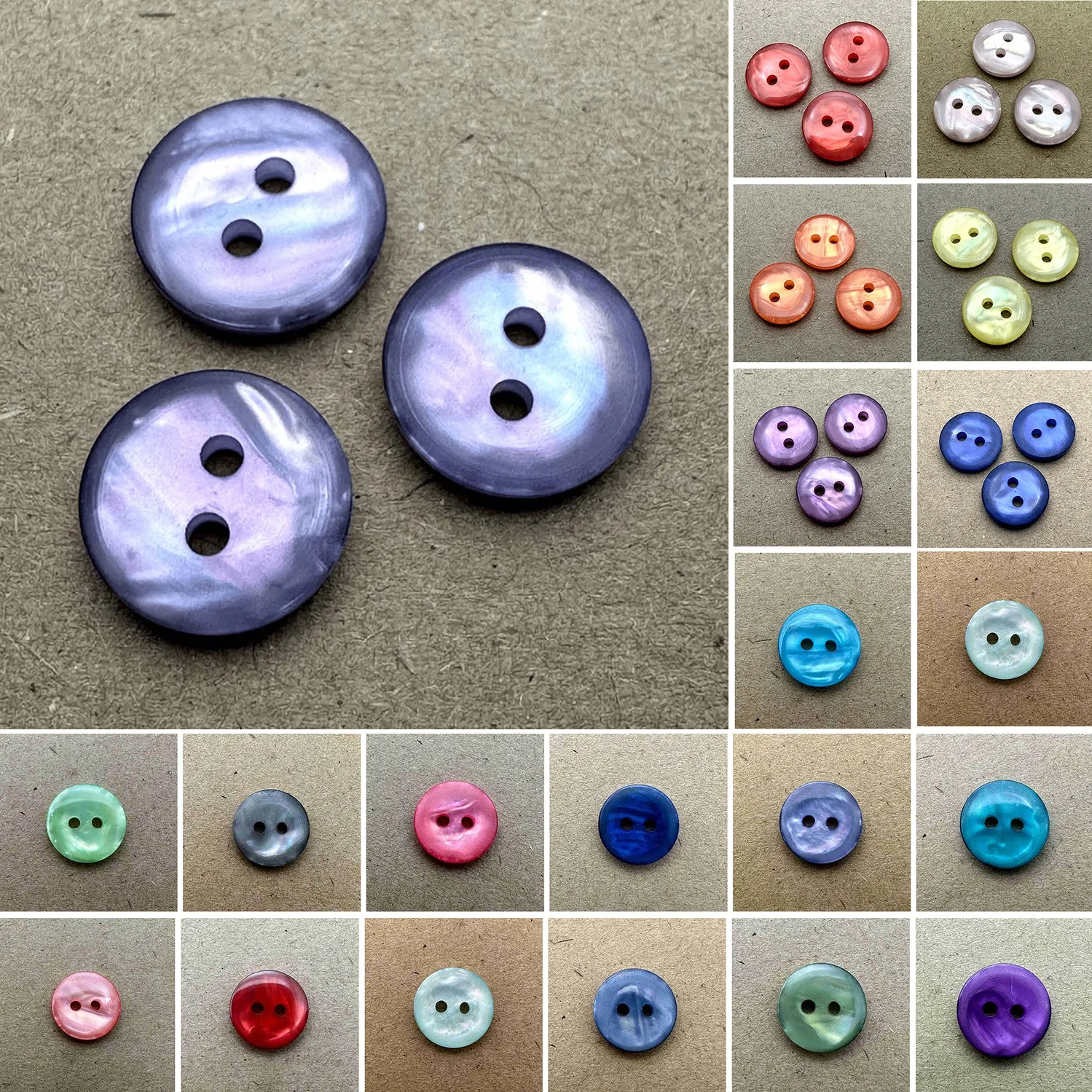 2 Hole Flat Pearled Button 14mm