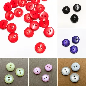 2 Hole Shiny Crimp Edge Button 12mm