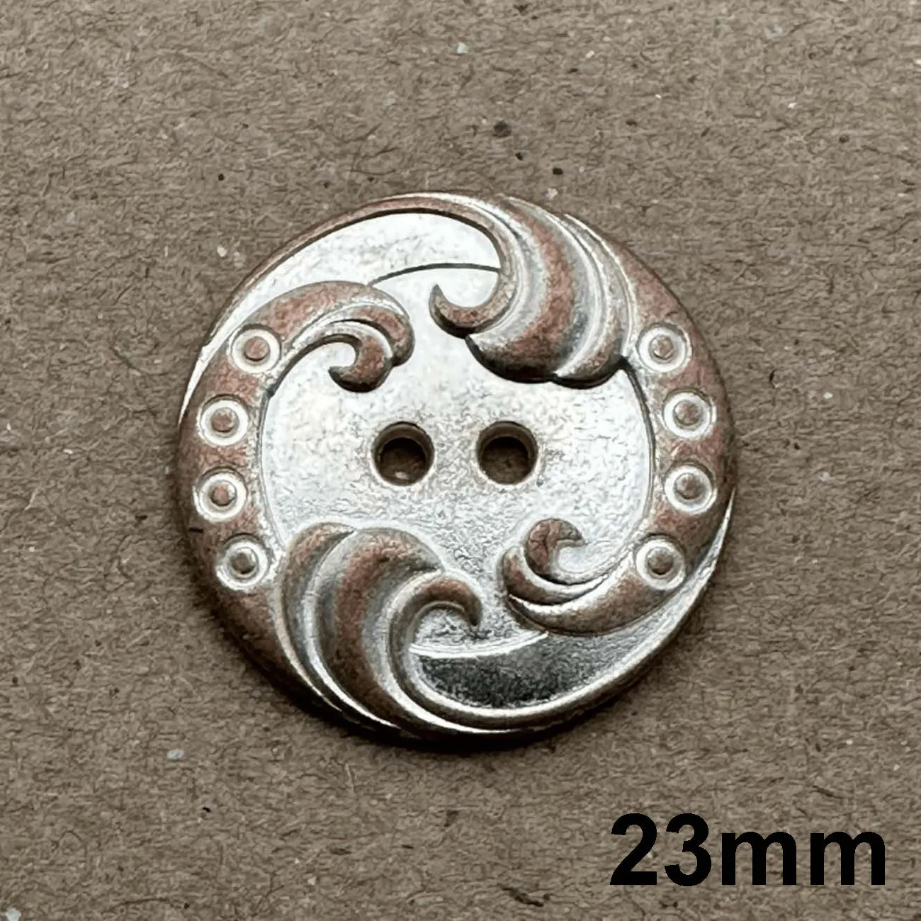 2 Hole Waves Metal Button