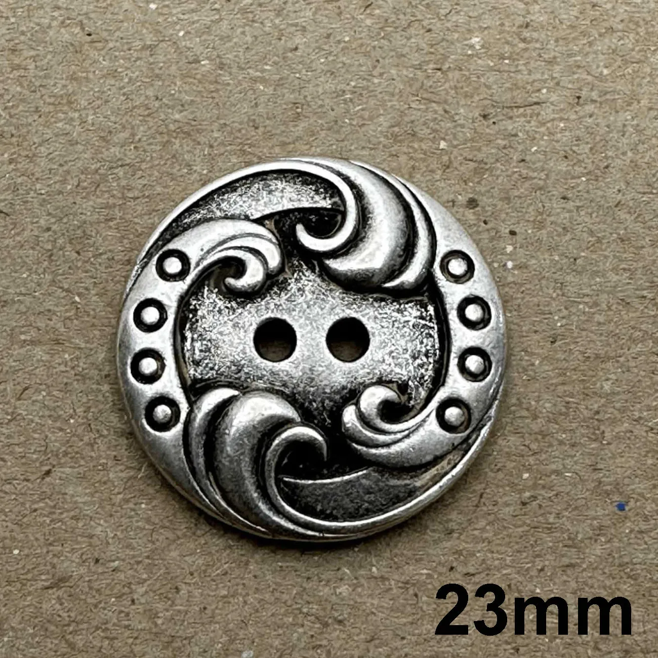 2 Hole Waves Metal Button