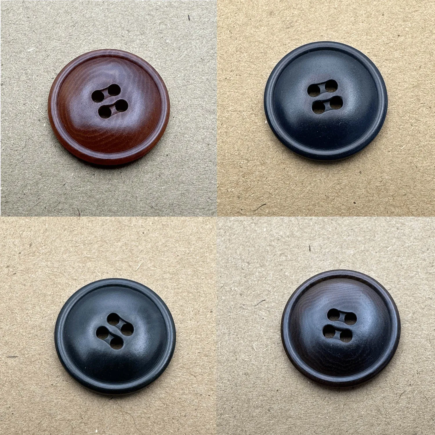 4 Hole Corozo Wood Grain Finish Button