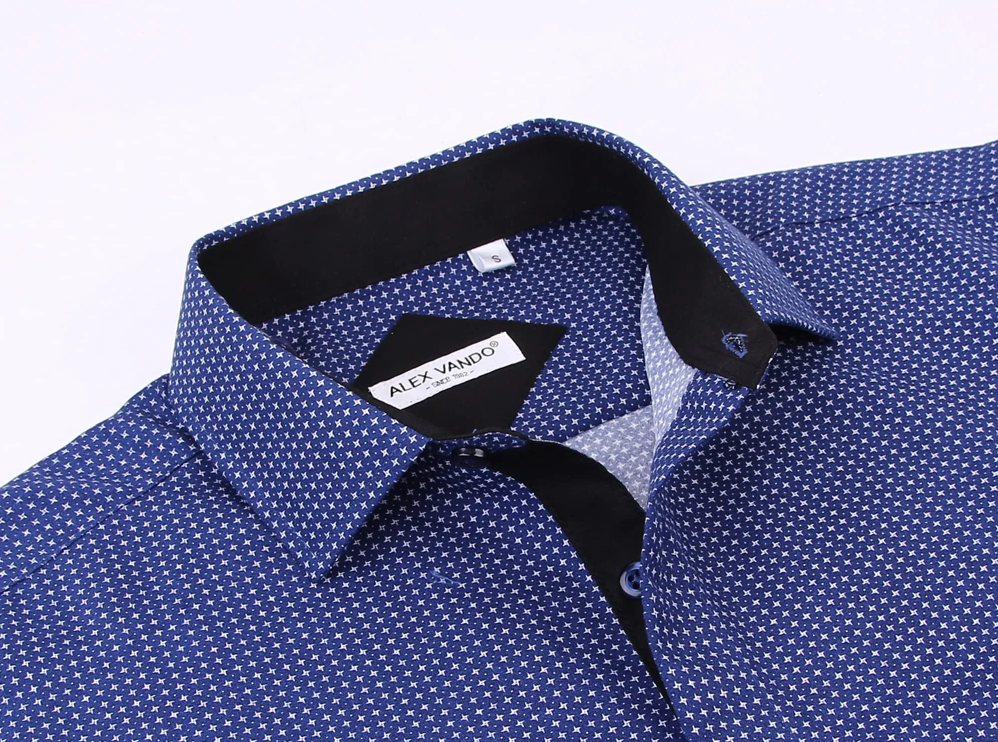 Alex Vando Mens Printed Dress Shirts Regular Fit Long Sleeve Button Down Shirt,Blue879,L