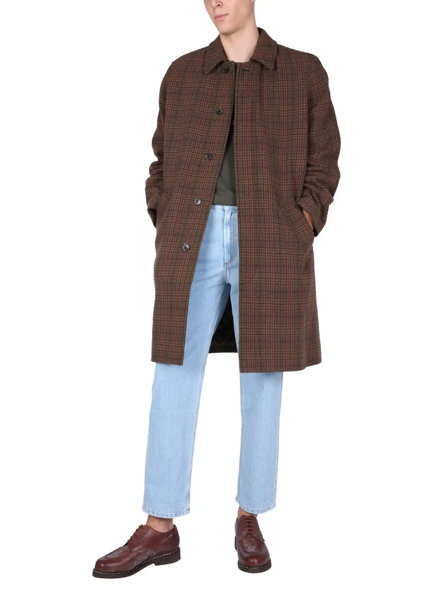 A.P.C. Checked Single-Breasted Mid-Length Coat