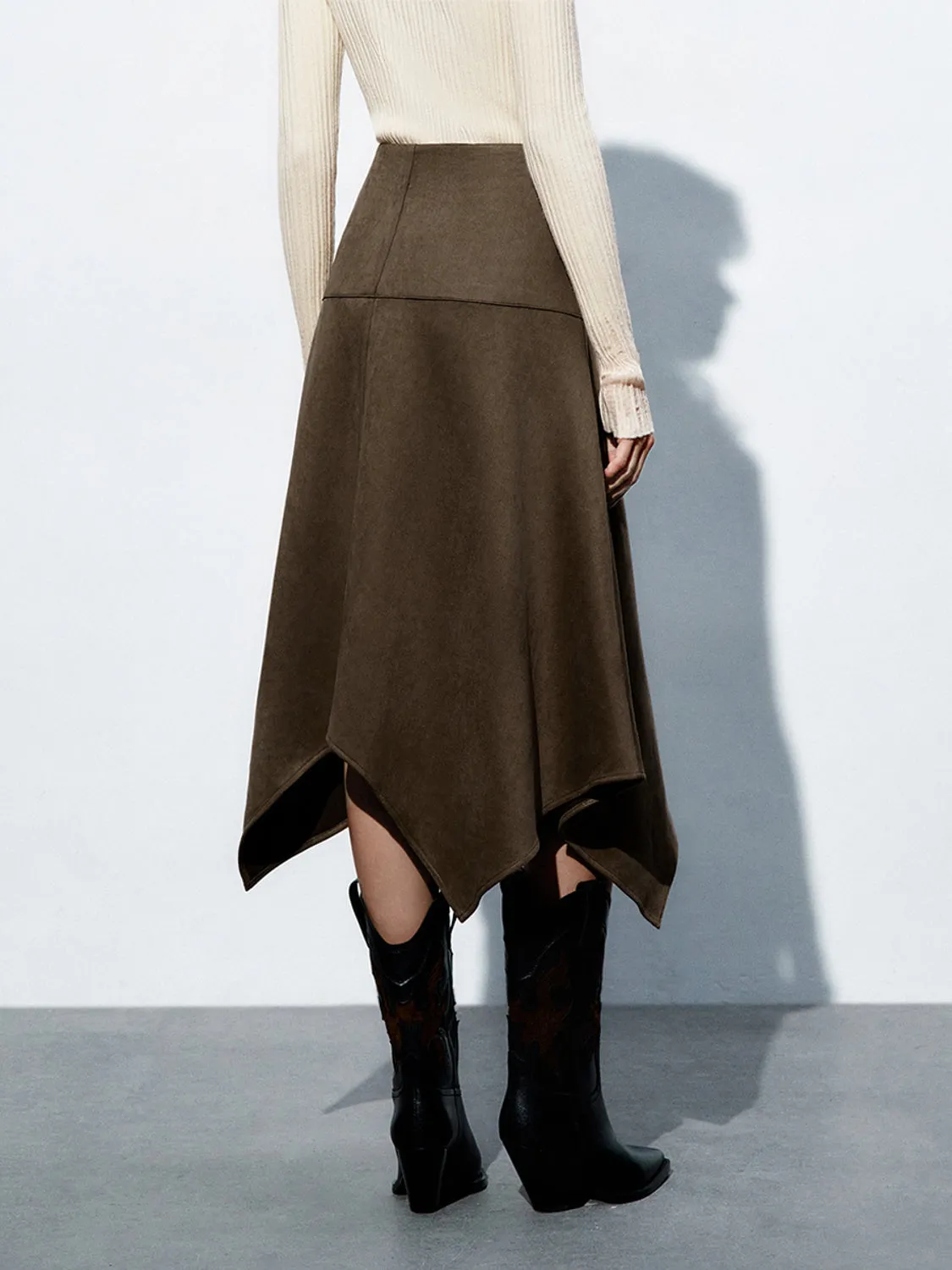 Asymmetrical Hem Midi A-Line Skirts