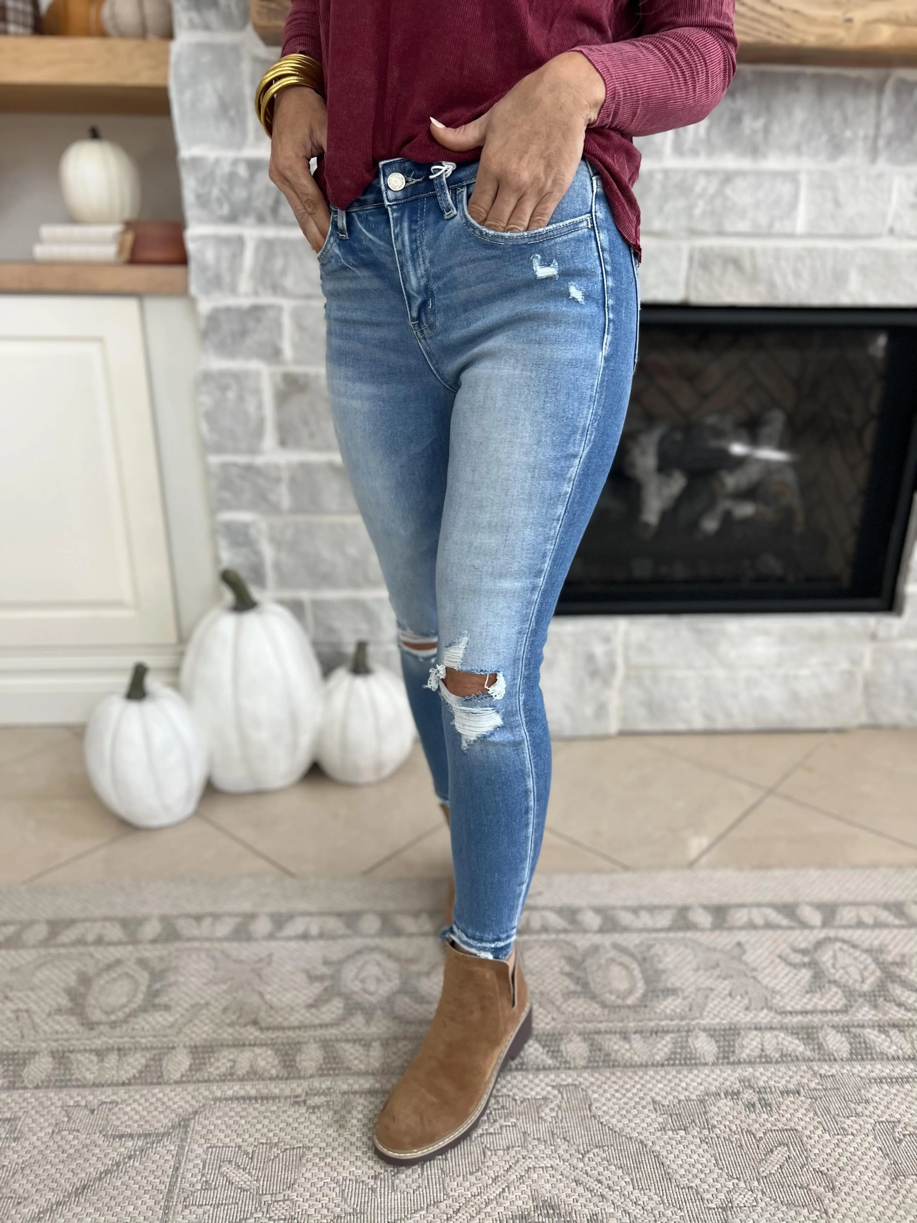 At this Runway High Rise Crop Skinny Denim Jeans | Vervet