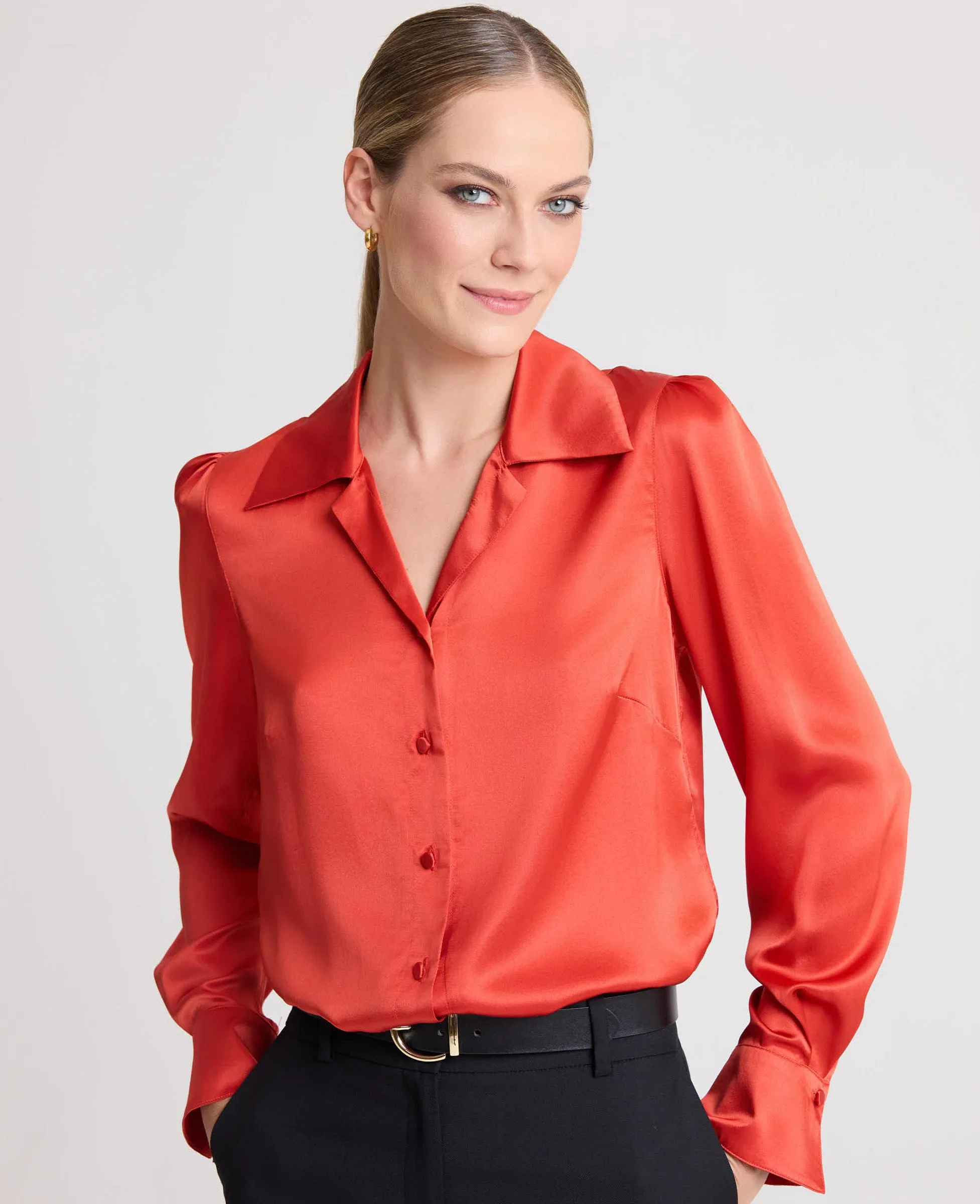 Beatrice Liberty Silk Satin Collar Shirt