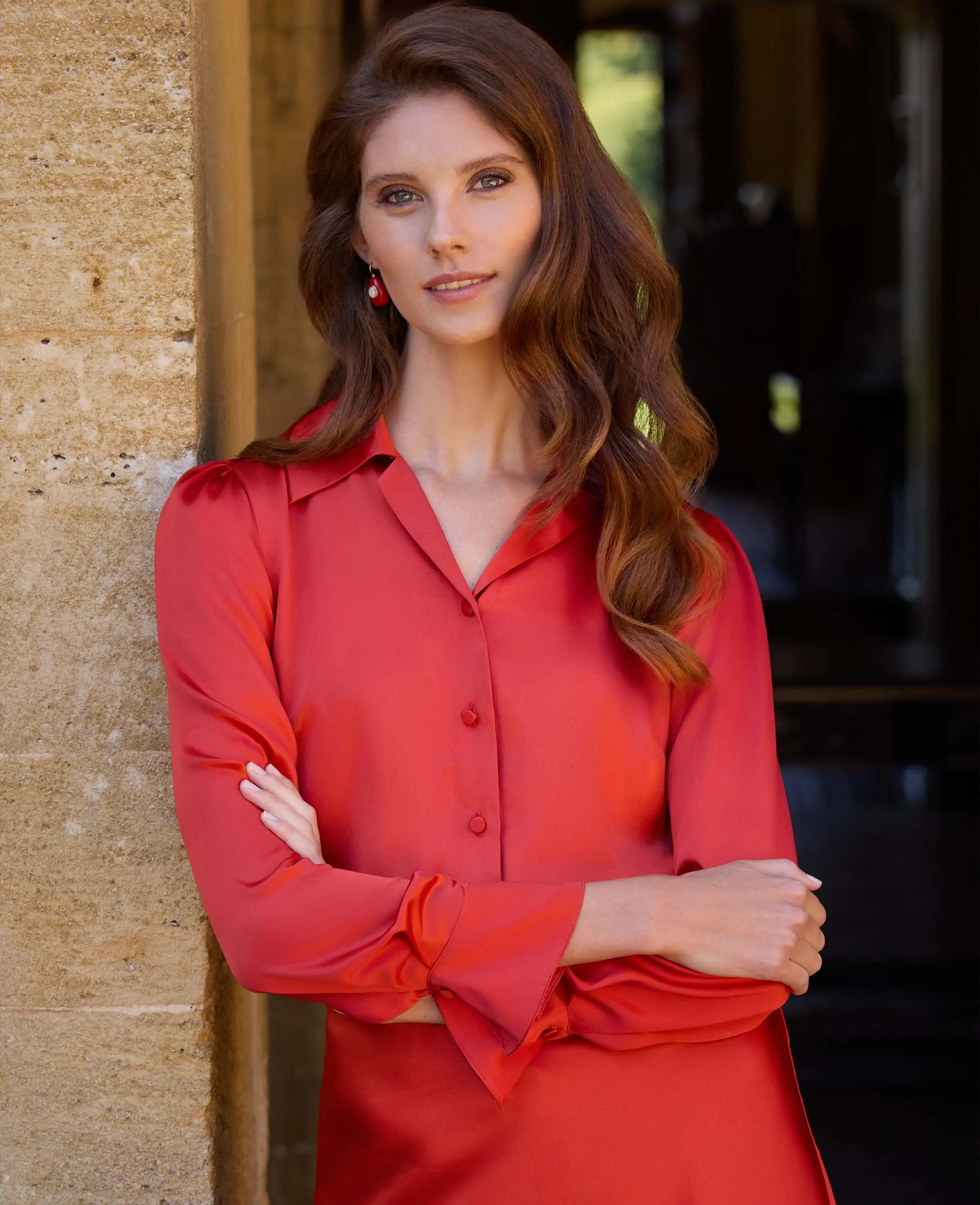 Beatrice Liberty Silk Satin Collar Shirt