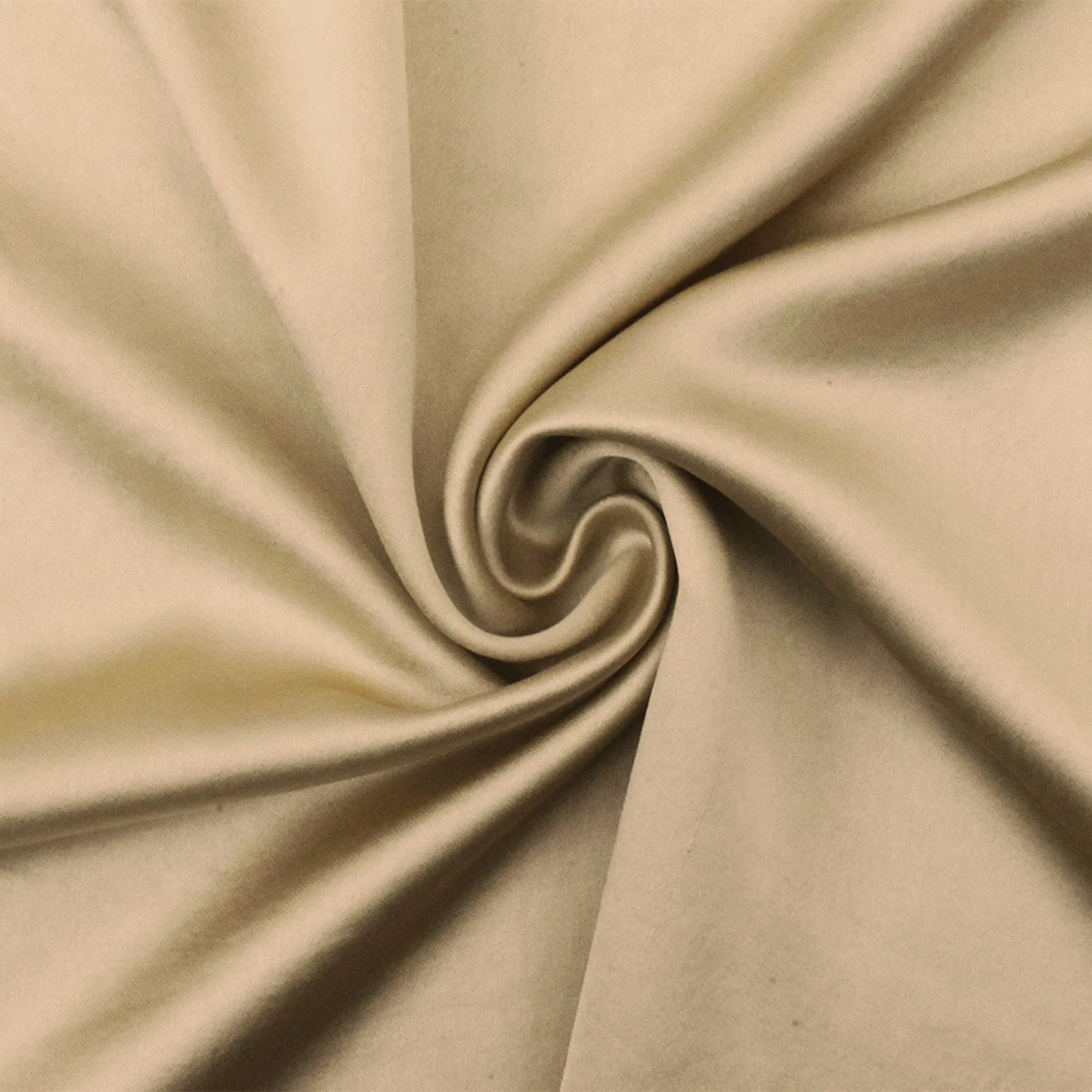 Beige Famous Designer Recycled Polyester Satin Woven Fabric