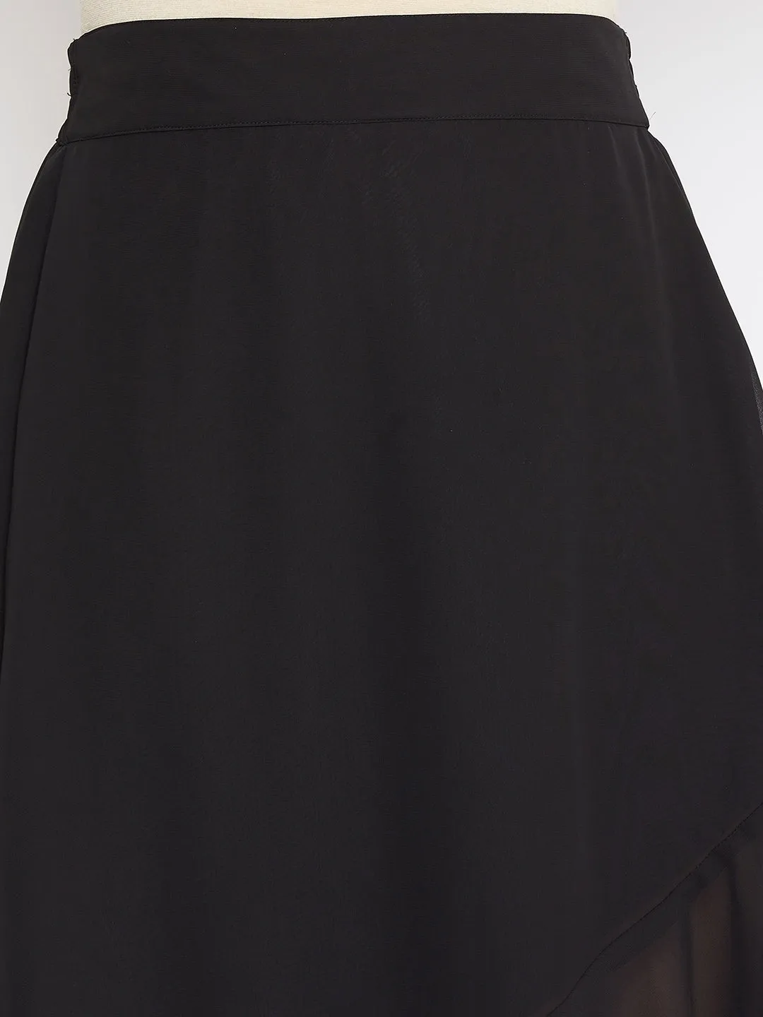 Black Asymmetrical Ruffled Skirt (Sku- BLMG20219)