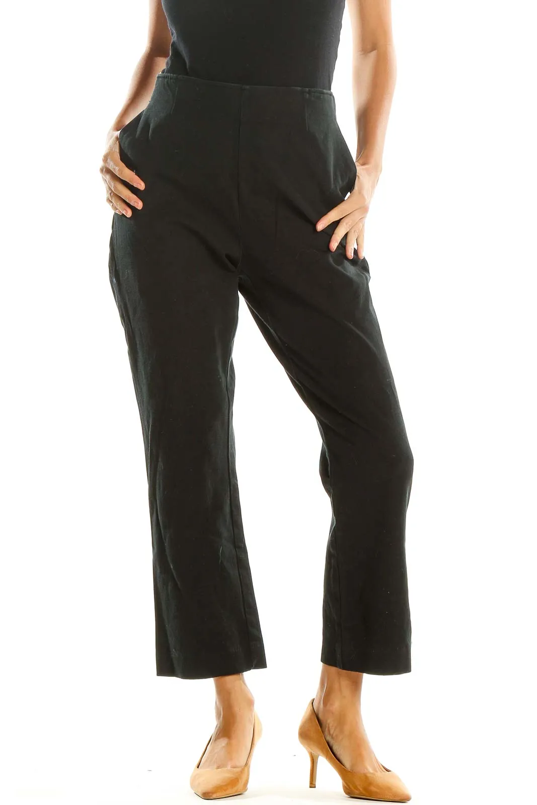 Black Cropped All Day Wear Trousers