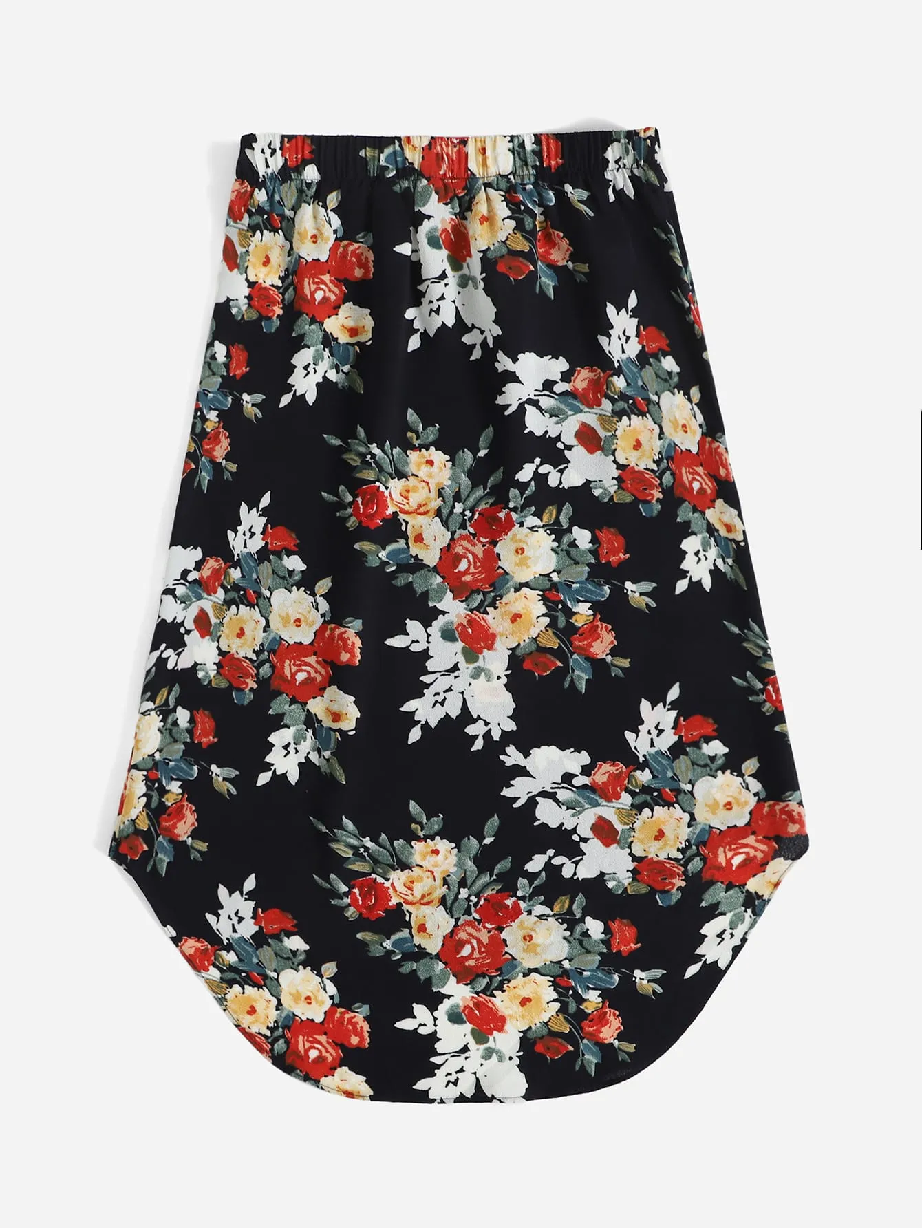 Boho Floral Tie Front Natural Knee Length Women Skirt