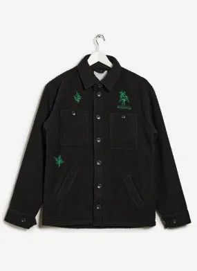 Botanical Embroidered Blanket Overshirt | Casentino Wool | Black