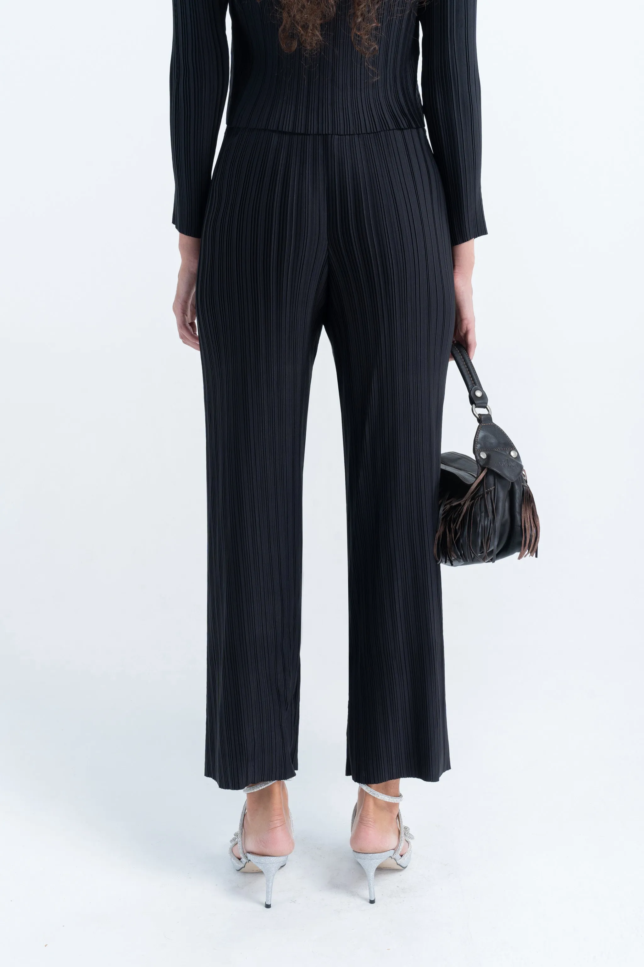 Box Pleat Straight Pant in Black