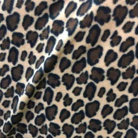 Brown Ivory Black Leopard Print Fleece Fabric