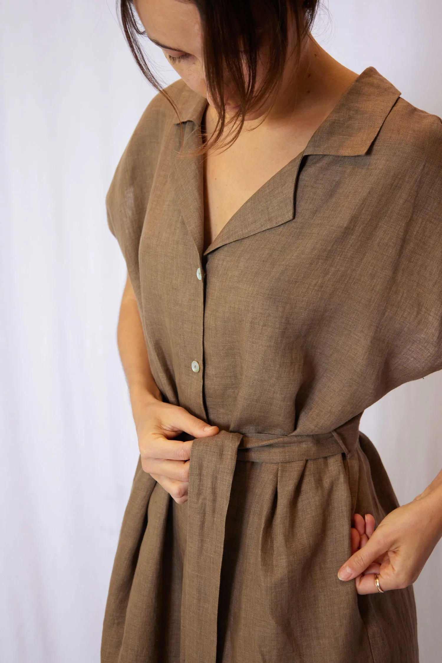 Button down linen shirts dress