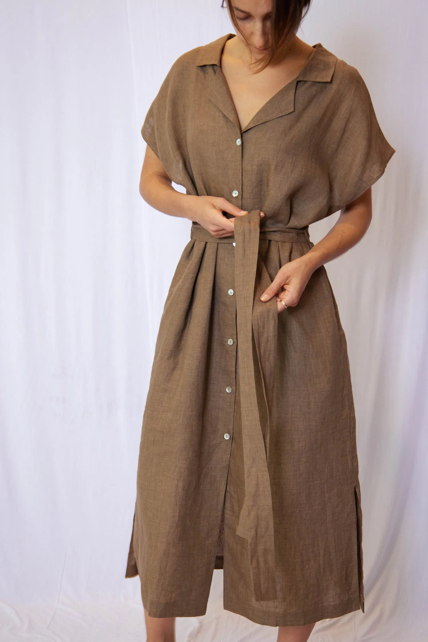 Button down linen shirts dress