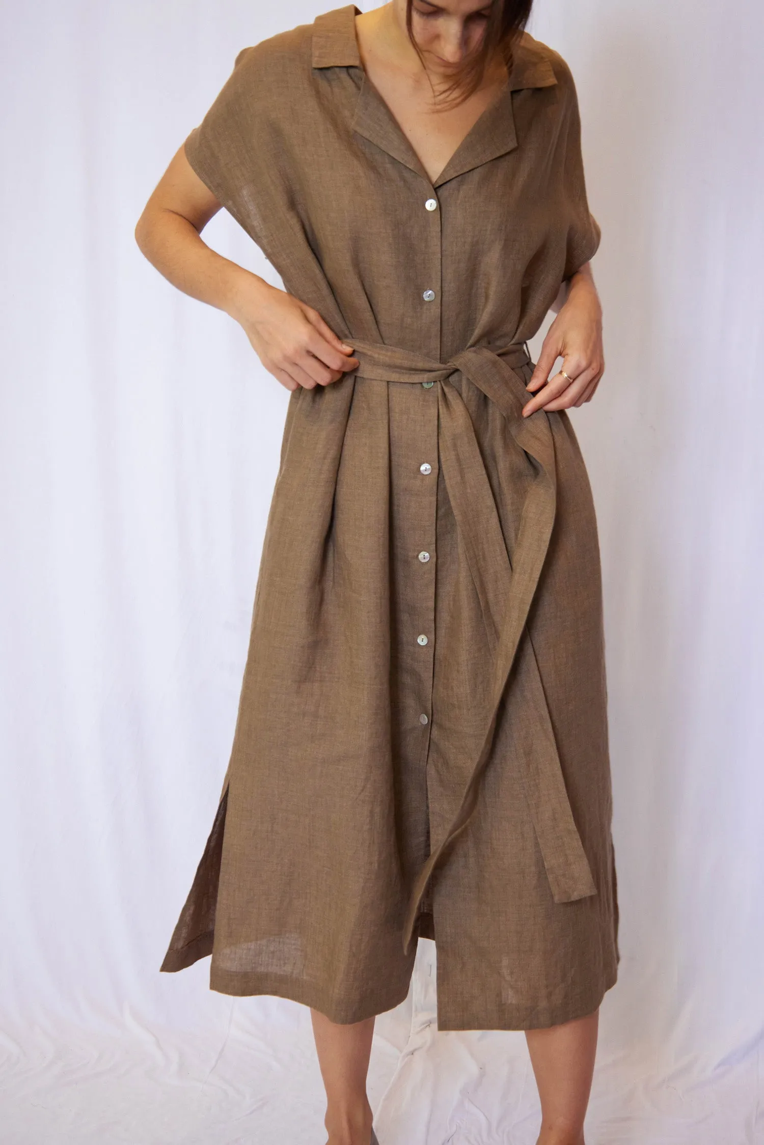 Button down linen shirts dress