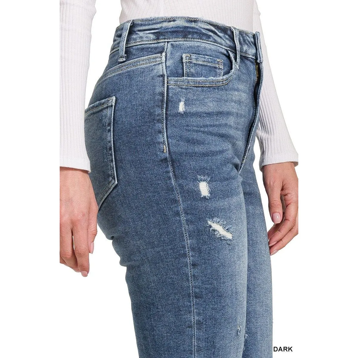 Distressed Knee Flare Denim Pants