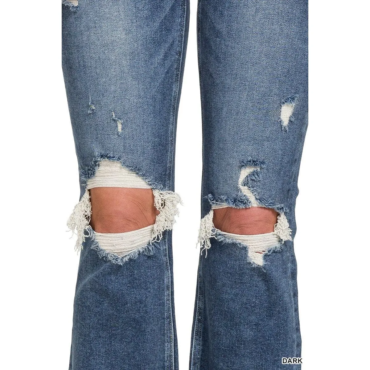 Distressed Knee Flare Denim Pants