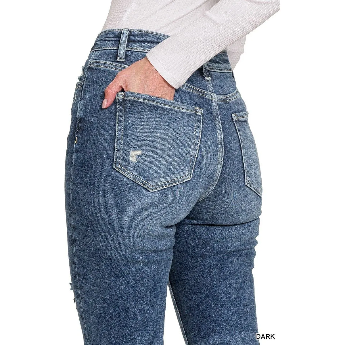 Distressed Knee Flare Denim Pants