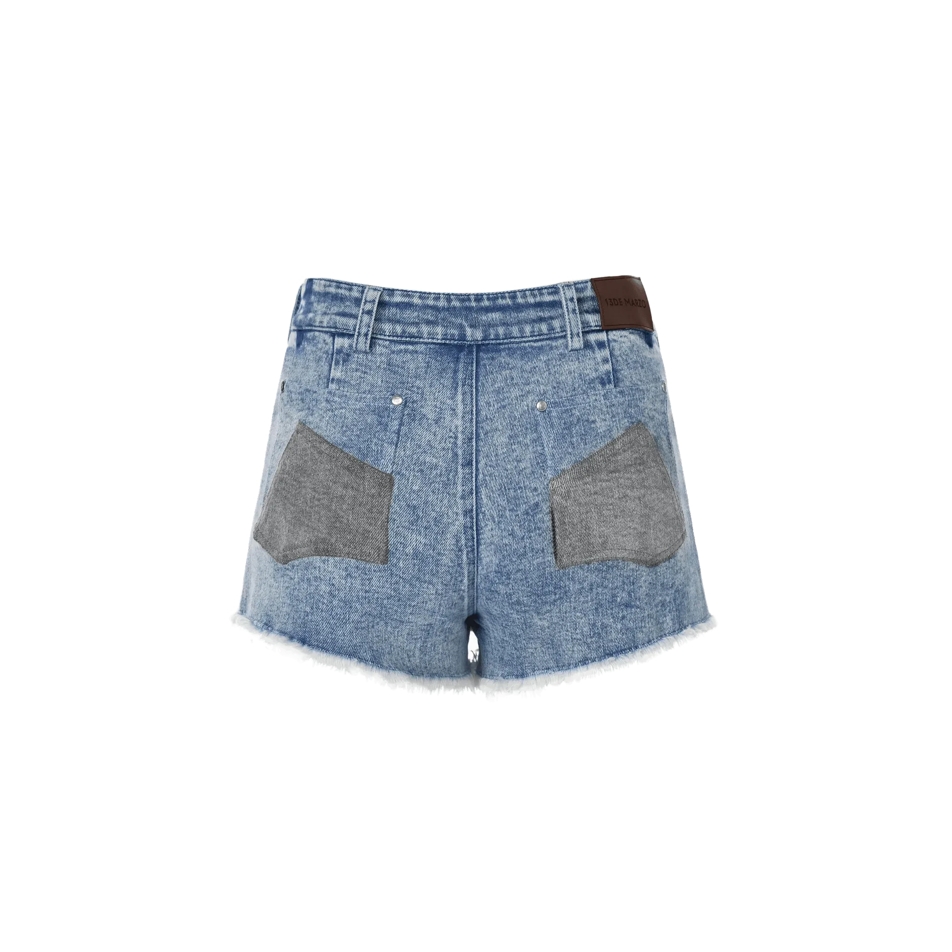 Double Distressed Denim Shorts in Blue