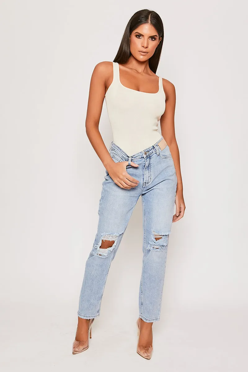 Franca - Light Blue Ripped Mom Jeans