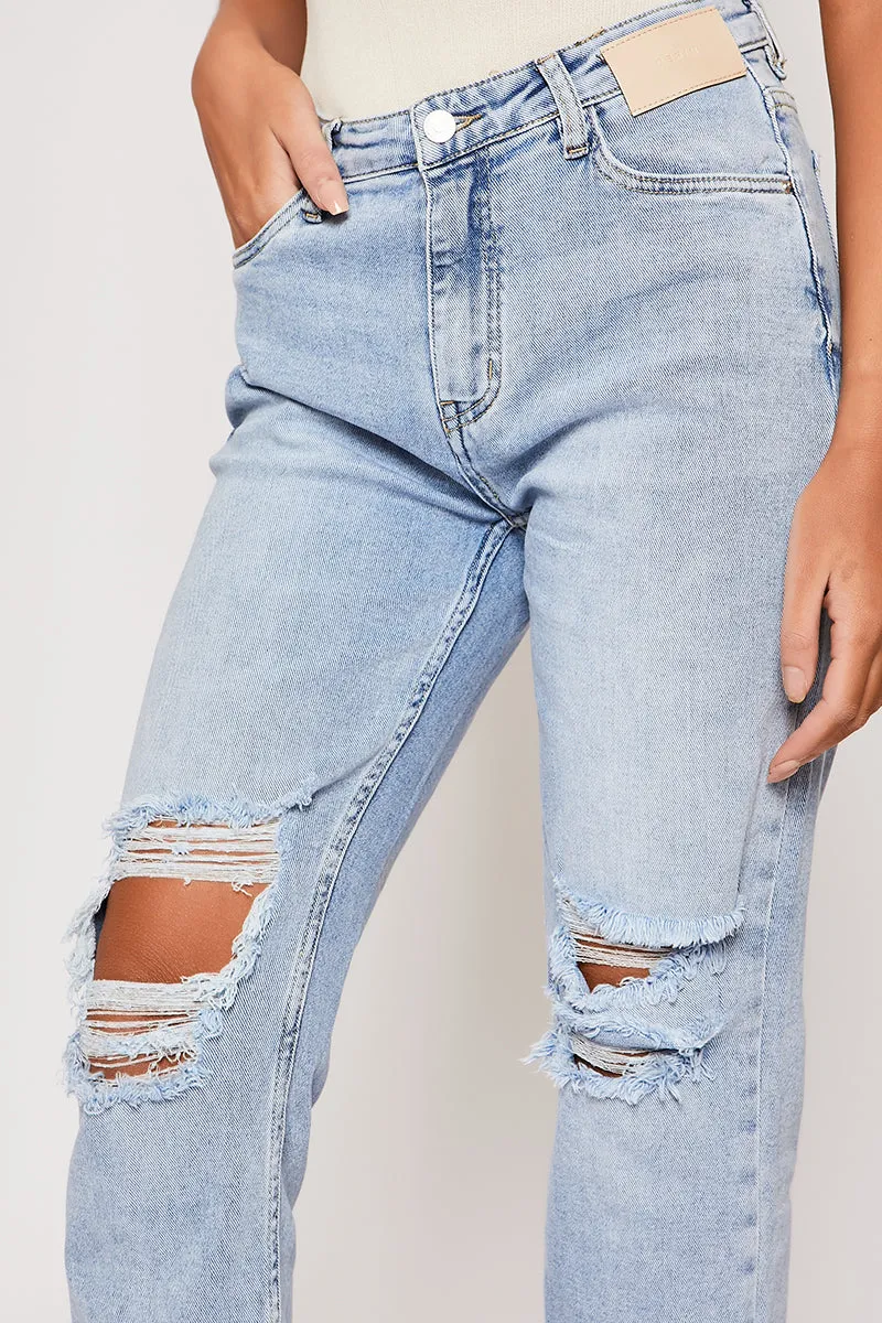 Franca - Light Blue Ripped Mom Jeans