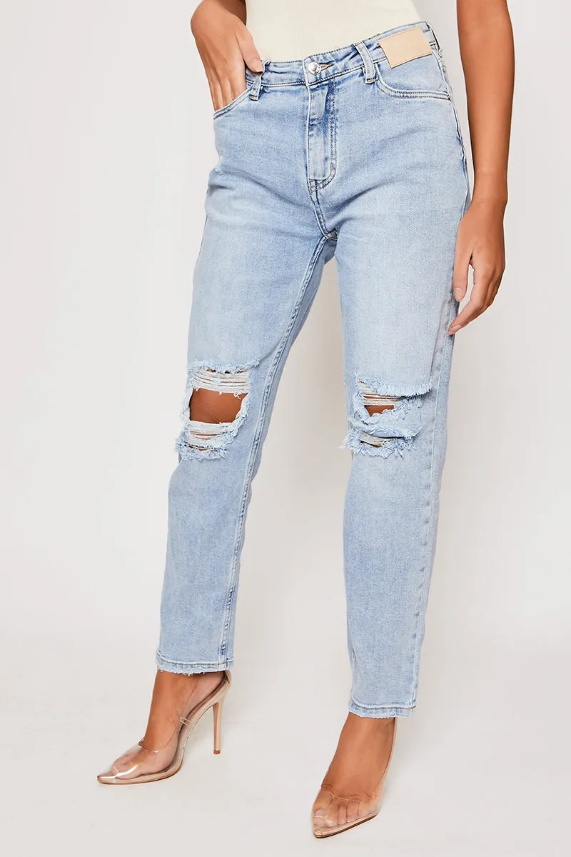 Franca - Light Blue Ripped Mom Jeans