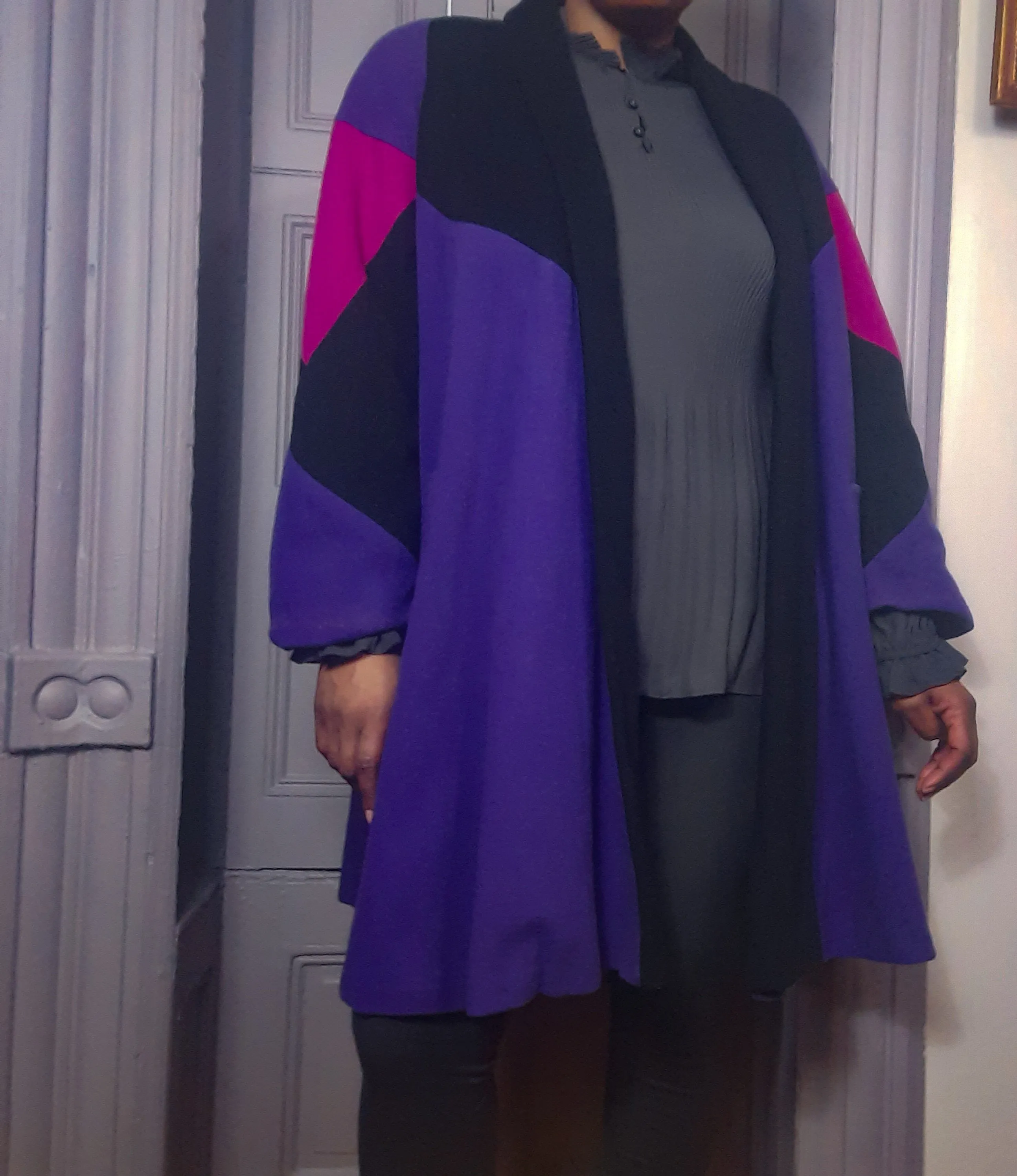 Gallery Colorblock Wool Blanket Swing Coat size L/XL