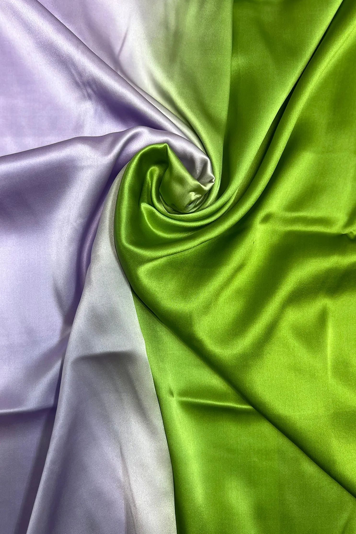 Grass green/Lavender Satin Crepe