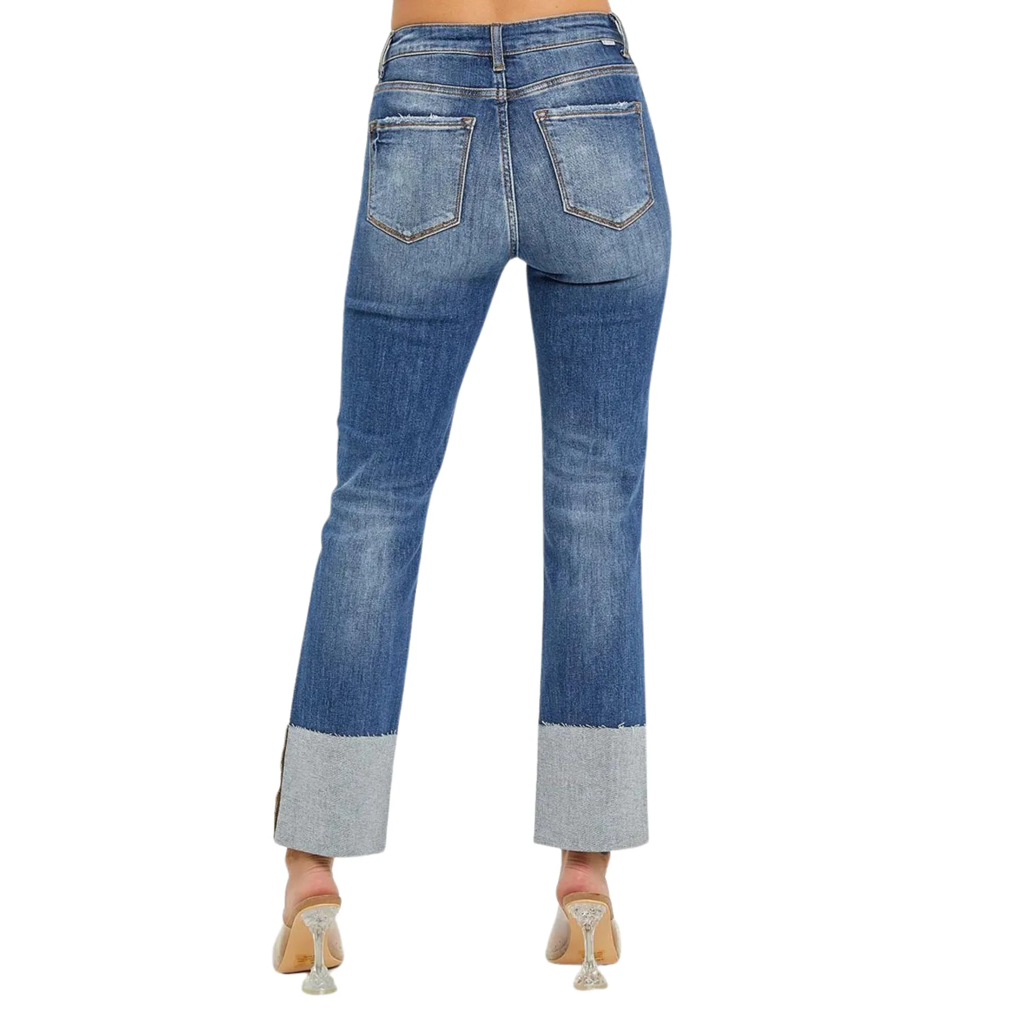 High Rise Ankle Cuffed Jeans