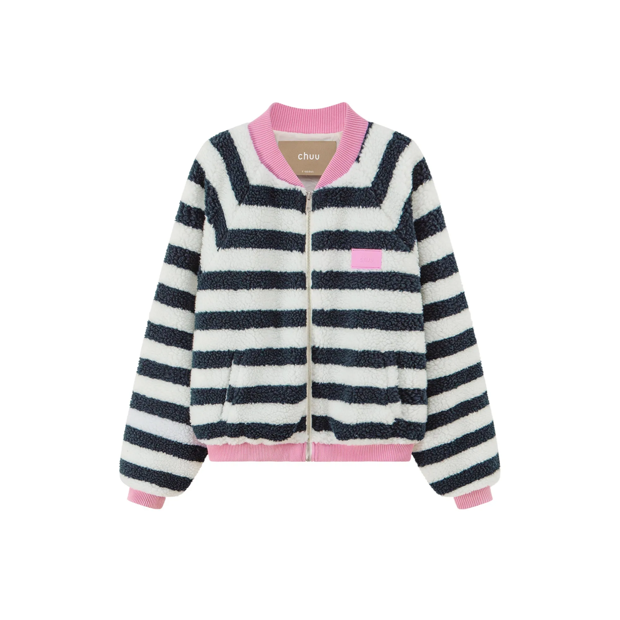 I Am The One Striped Loose-Fit Fleece Jacket