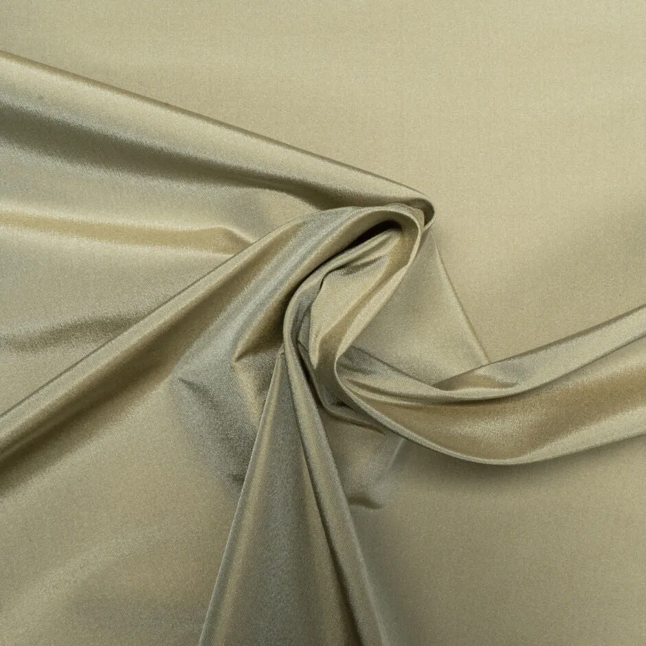 Khaki Green Plain Silk Taffeta