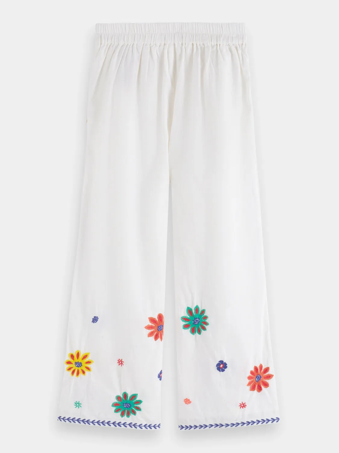 Kids - Cropped flower embroidery pants