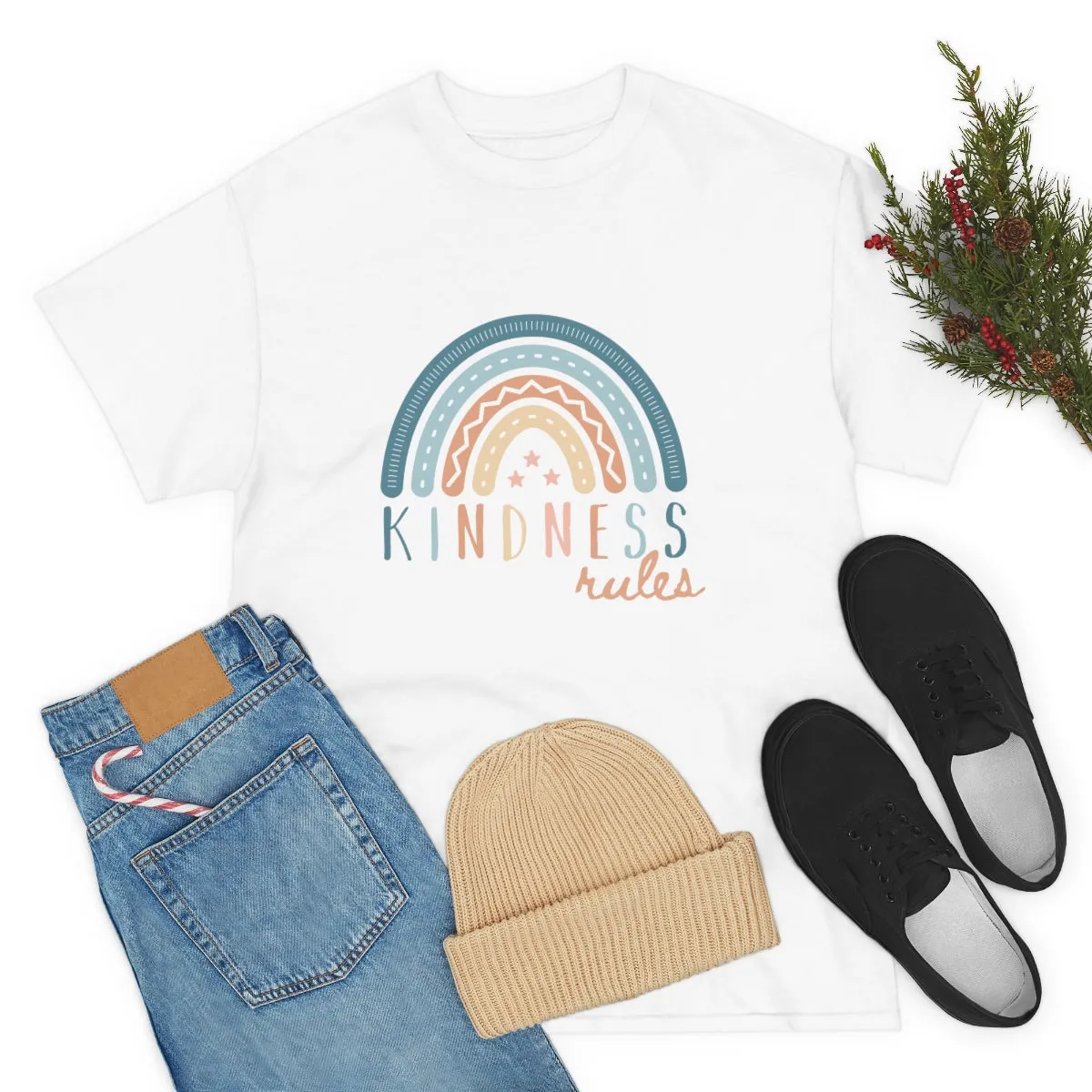 KINDNESS RULES Rainbow Unisex Heavy Cotton Tee S-5XL