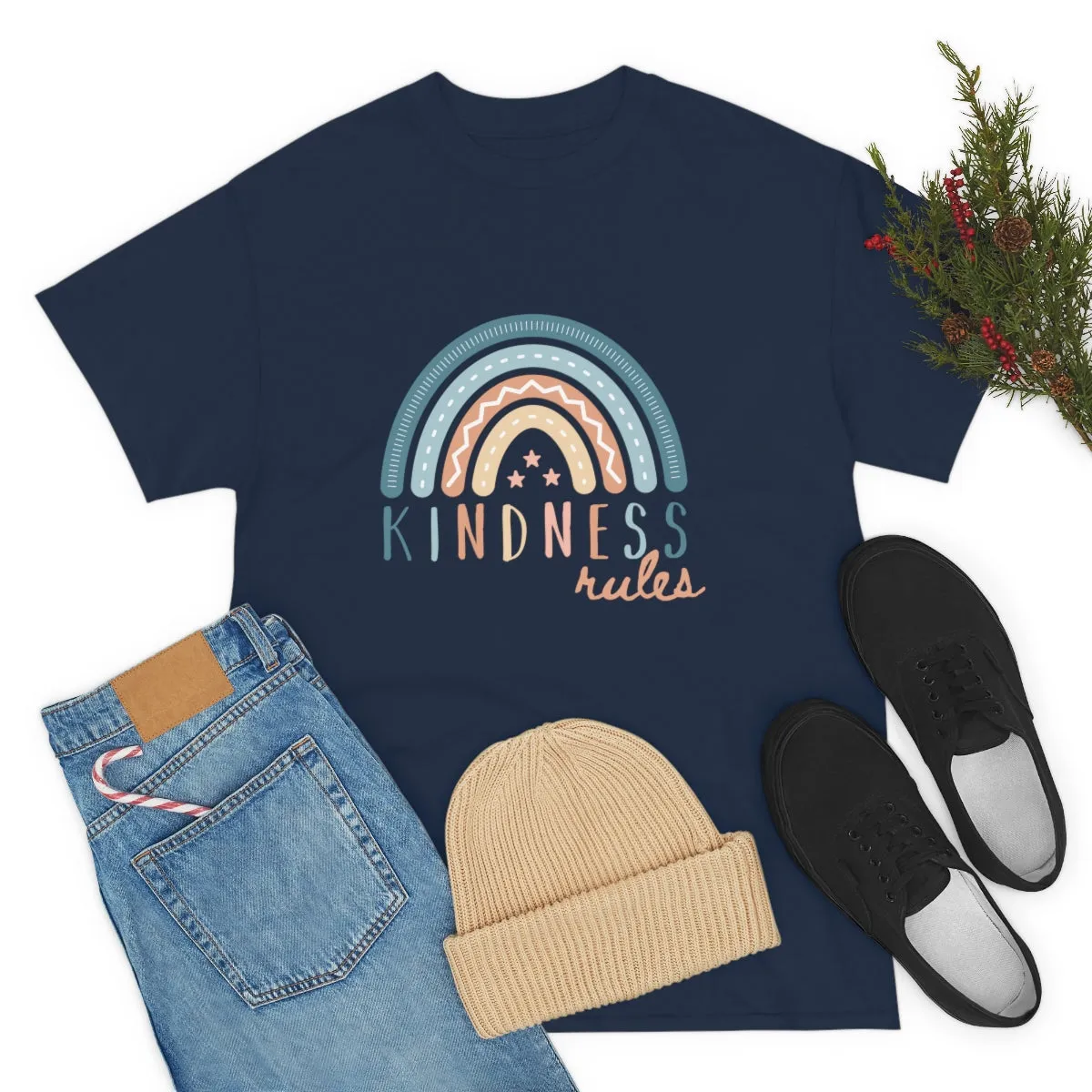 KINDNESS RULES Rainbow Unisex Heavy Cotton Tee S-5XL