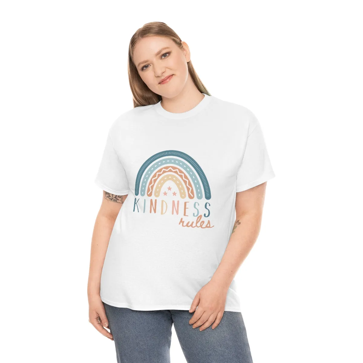 KINDNESS RULES Rainbow Unisex Heavy Cotton Tee S-5XL