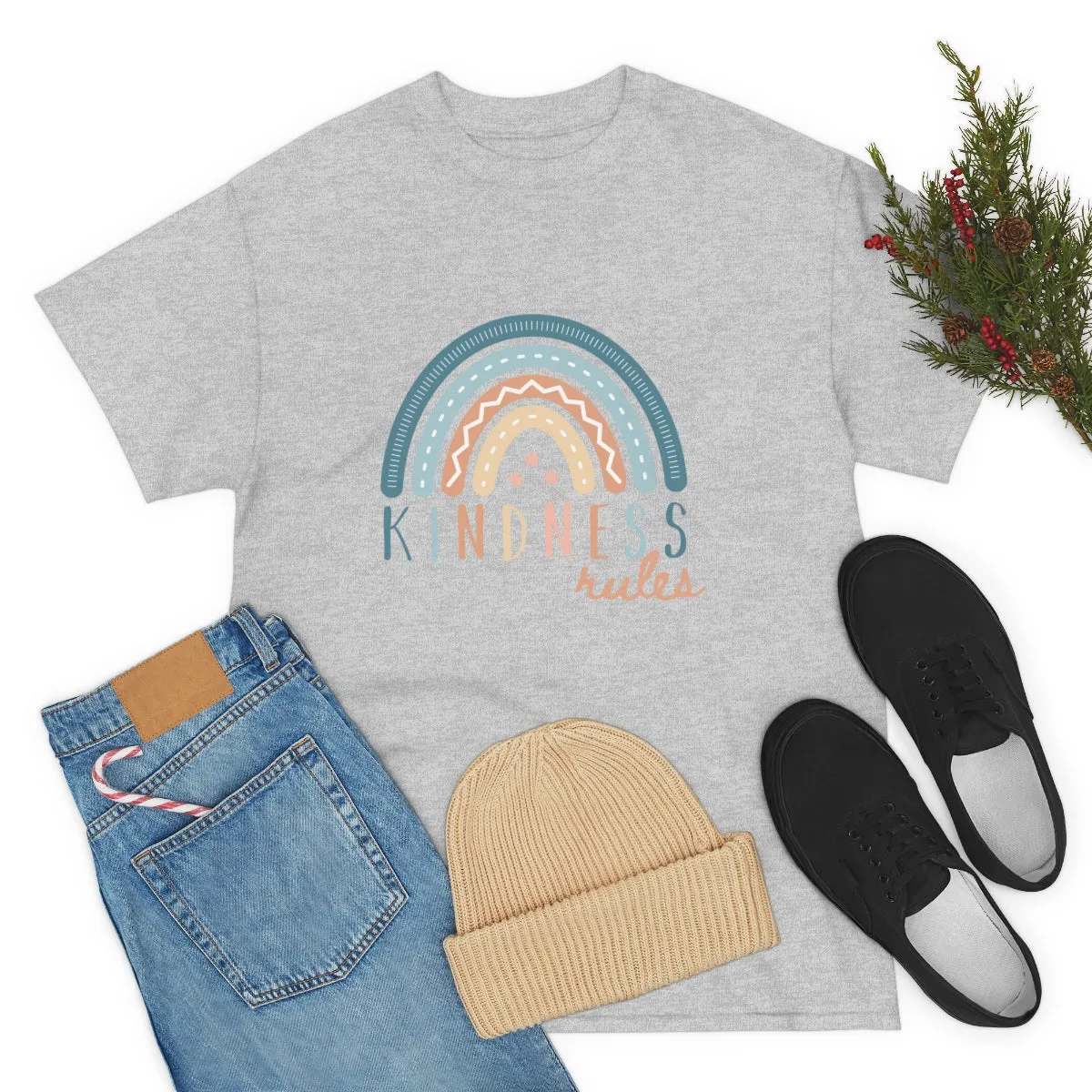 KINDNESS RULES Rainbow Unisex Heavy Cotton Tee S-5XL