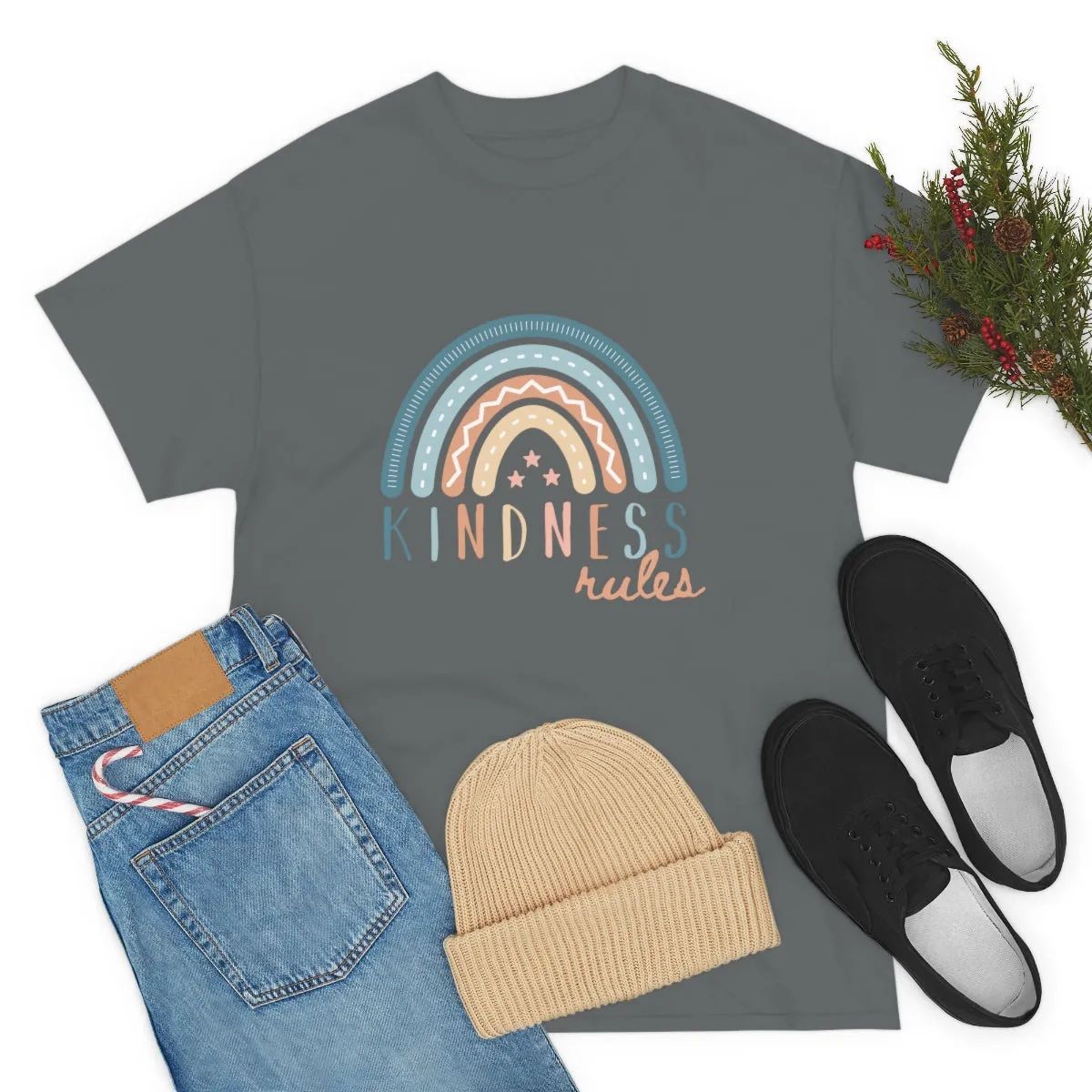 KINDNESS RULES Rainbow Unisex Heavy Cotton Tee S-5XL