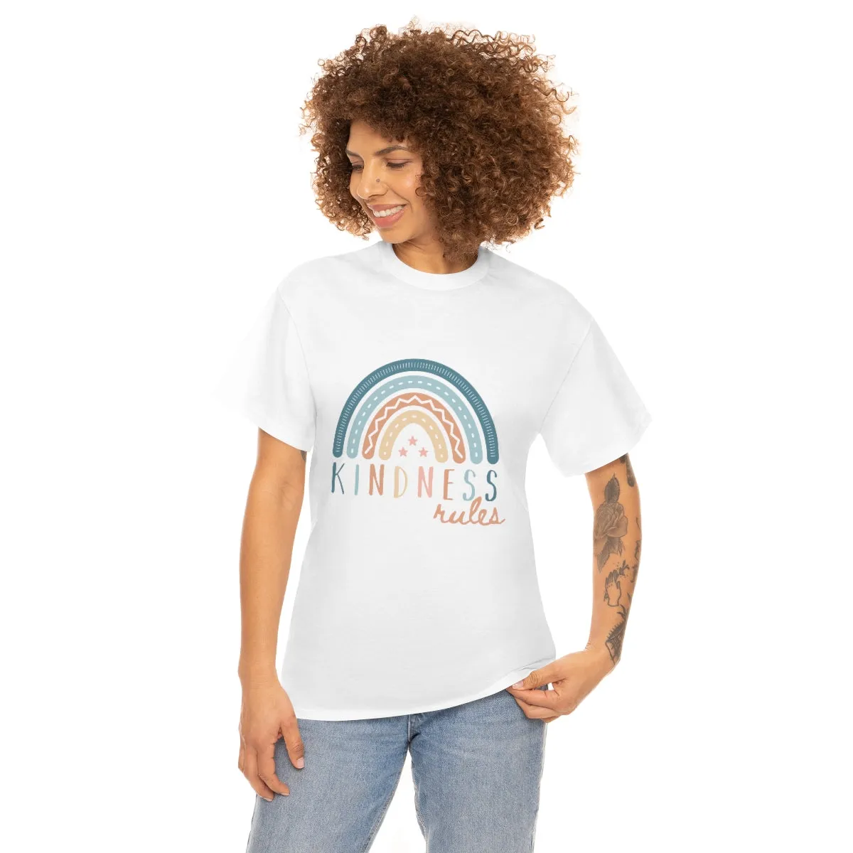 KINDNESS RULES Rainbow Unisex Heavy Cotton Tee S-5XL