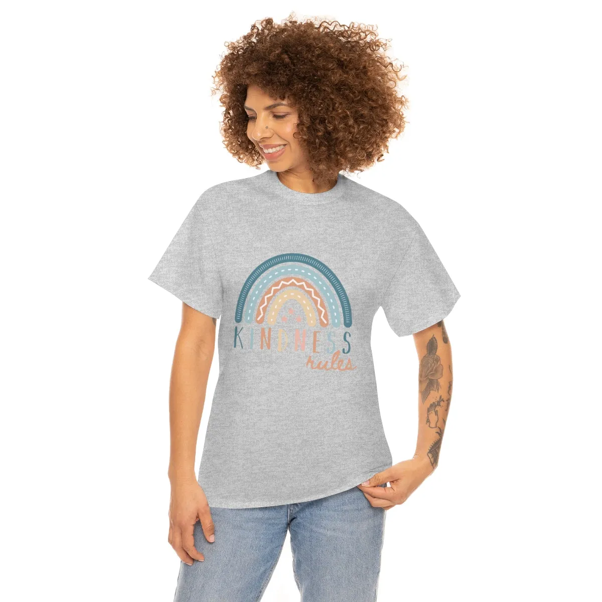 KINDNESS RULES Rainbow Unisex Heavy Cotton Tee S-5XL